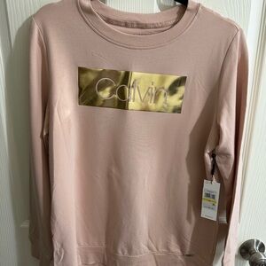 Calvin Klein Pink Crew Neck Sweater with Gold Logo